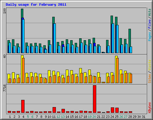 Daily usage for February 2011